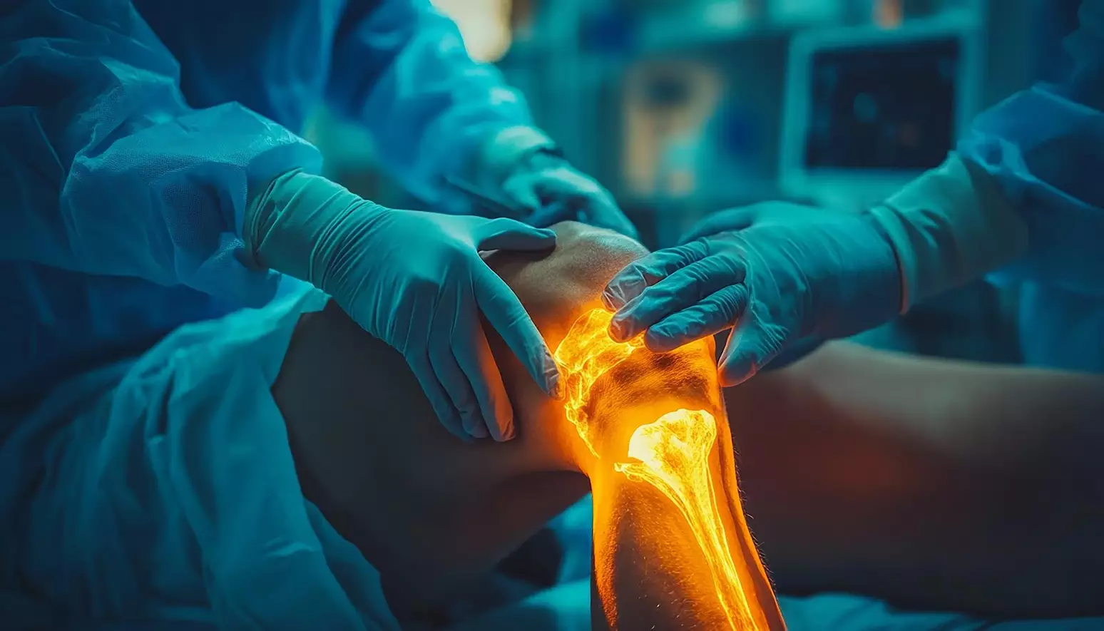 Physiotherapy treatment focused on a patient’s knee